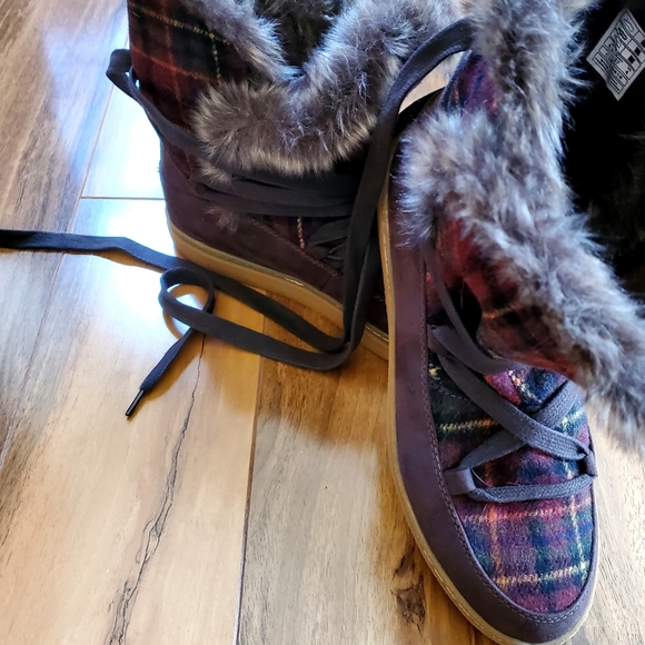 ROCKETDOG Plaid Laced Fur Trim Boots - 6.5 NWOT - Picture 8 of 9